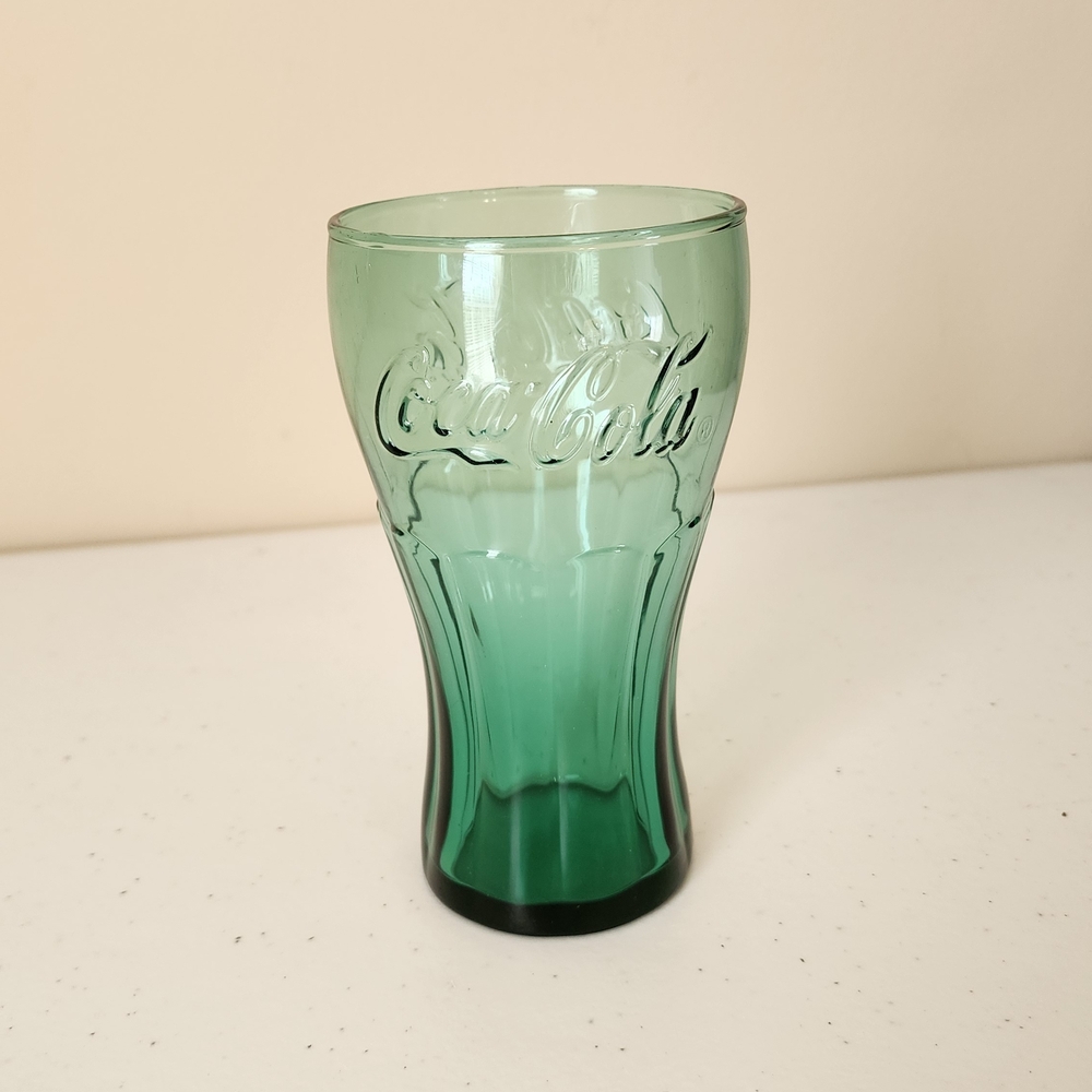 Vintage Green Coca-Cola Glass Cup Tumbler Retro Soda Glass